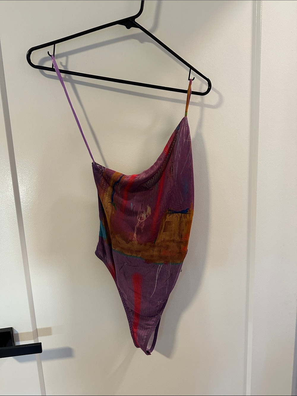 Zara Purple Abstract Satin Slip